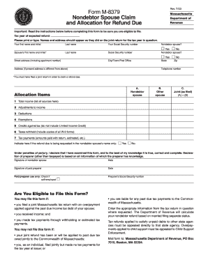 Massachusetts Nondebtor Spouse Claim Form