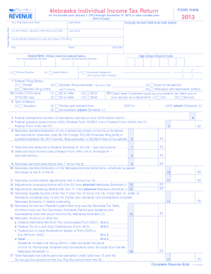 Nebraska Individual Income Tax Return Form 1040N