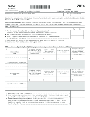 Kentucky Education Tuition Tax Credit Form 8863-K