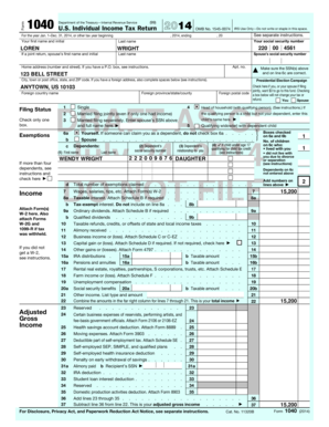 US Individual Income Tax Return 2014