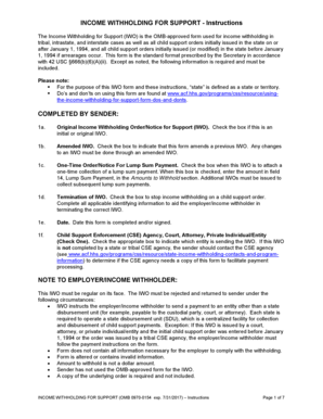 Income Withholding for Support Form