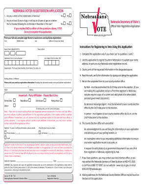 Nebraska Voter Registration Application