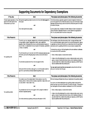 IRS Dependency Exemption Supporting Documents
