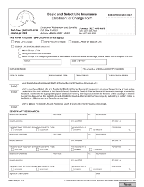 Alaska Life Insurance Enrollment Form