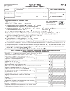 Connecticut Corporation Business Tax Return
