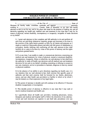 Durable Power of Attorney for Health Care