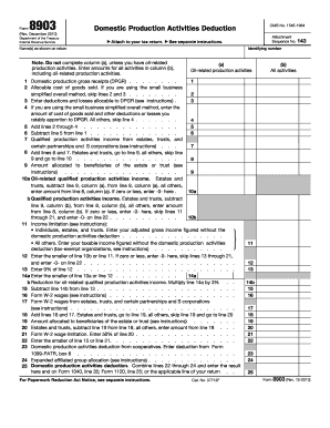 IRS Form 8903 Domestic Production Activities Deduction