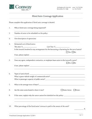 Hired Auto Coverage Application