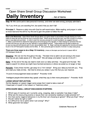 Open Share Small Group Discussion Worksheet