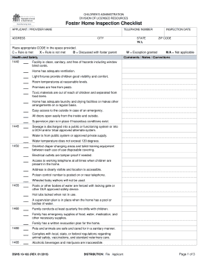 Foster Home Inspection Checklist