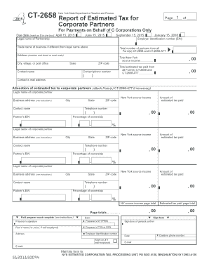 New York State Corporate Partner Estimated Tax Report