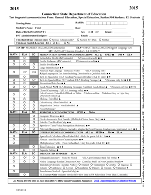 Connecticut Test Supports Accommodations Form