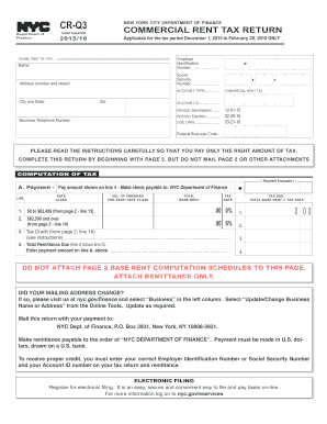New York City Commercial Rent Tax Return