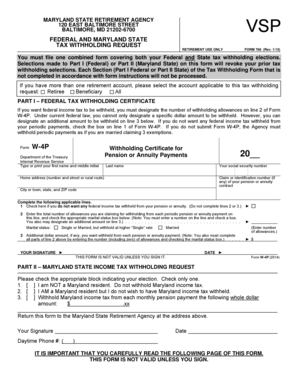 Maryland Federal and State Tax Withholding Request