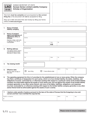 Kansas Articles of Organization for LLC