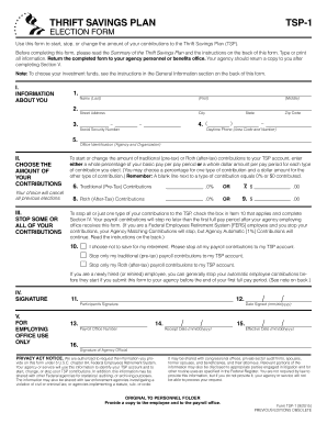 TSP-1 Thrift Savings Plan Election Form