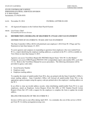 California Form W-2 Distribution Notice