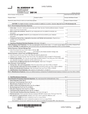 PA Schedule UE Allowable Employee Business Expenses
