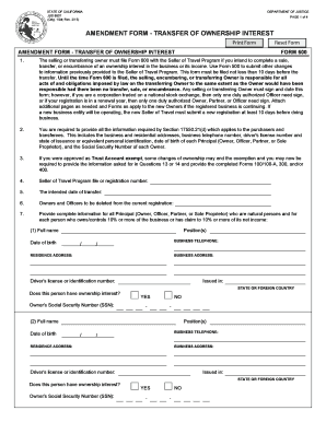 California Amendment Form Transfer of Ownership Interest