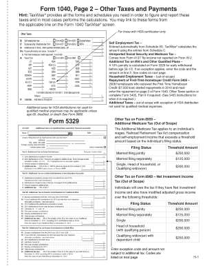 Form 1040 Page 2 Other Taxes and Payments
