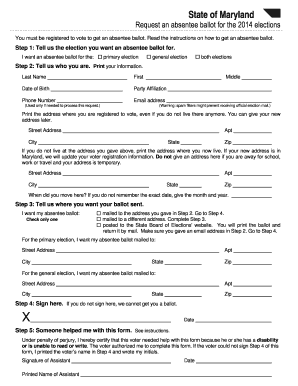 Maryland Absentee Ballot Request Form