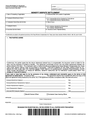Texas Workers' Compensation Benefit Dispute Settlement