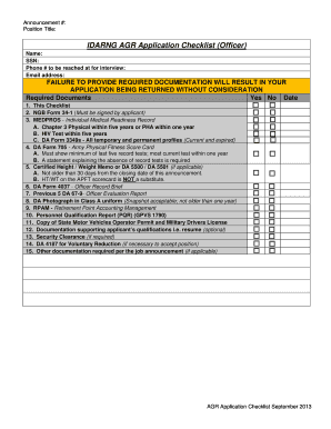 AGR App Checklist Officer Template