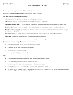 Texas H1019-F Case Change Report