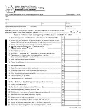 Missouri Savings & Loan Association Tax Return