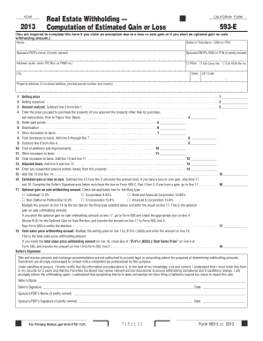 California Real Estate Withholding Form 593-E