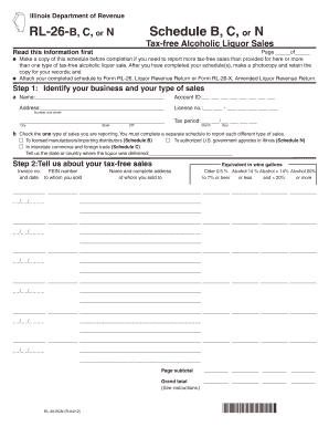 Illinois Tax-Free Alcoholic Liquor Sales Schedule