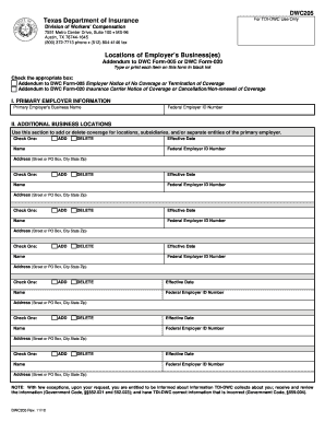 Texas Workers' Compensation Addendum Form