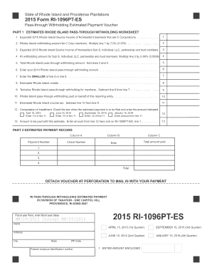 Rhode Island Pass-Through Withholding Estimated Payment Voucher