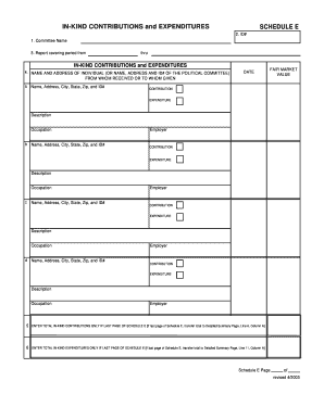 In-Kind Contributions and Expenditures Schedule E