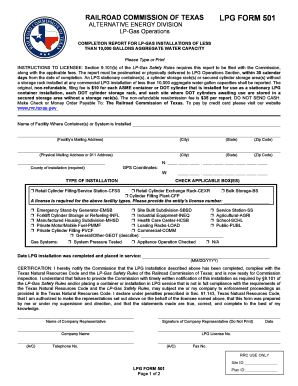 Texas LPG Installation Completion Report