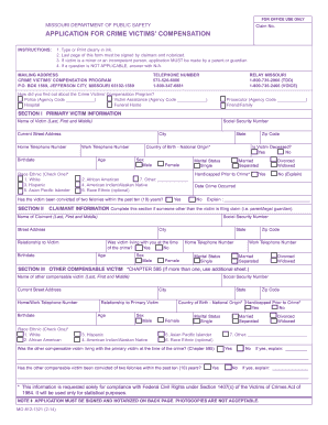 Missouri Crime Victims’ Compensation Application