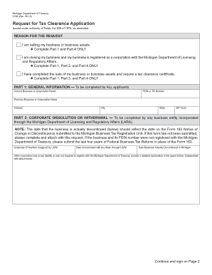 Michigan Tax Clearance Application