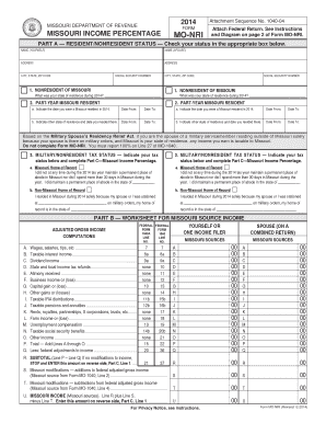 Missouri Nonresident Income Form MO-NRI