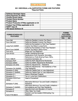 California Individual Tax Form Support