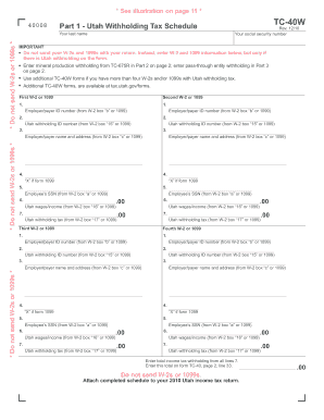 Utah Withholding Tax Schedule TC-40W