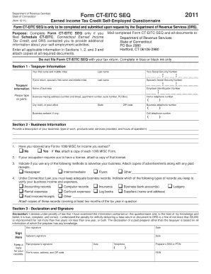 Connecticut Earned Income Tax Credit Self-Employed Questionnaire