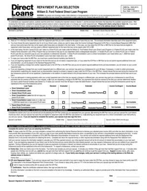 Federal Direct Loan Repayment Plan Selection Form