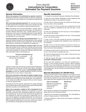 Massachusetts Corporation Estimated Tax Payment Vouchers