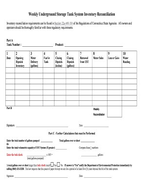 Connecticut UST Systems Inventory Reconciliation Form