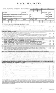 CLP and CDL Data Form
