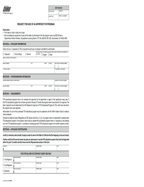 California TVS Program Authorization Request