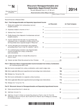 Wisconsin Nonapportionable and Separately Apportioned Income Form