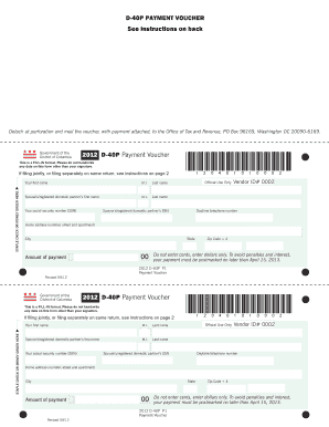 District of Columbia D-40P Payment Voucher