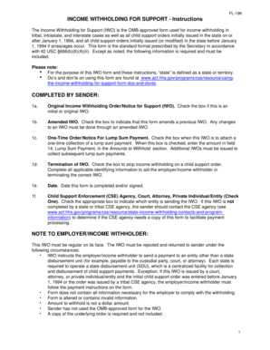 Income Withholding for Support Form