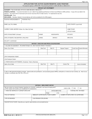 Application for Active Guard/Reserve (AGR) Position
